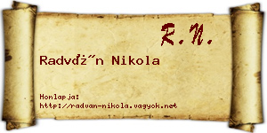 Radván Nikola névjegykártya